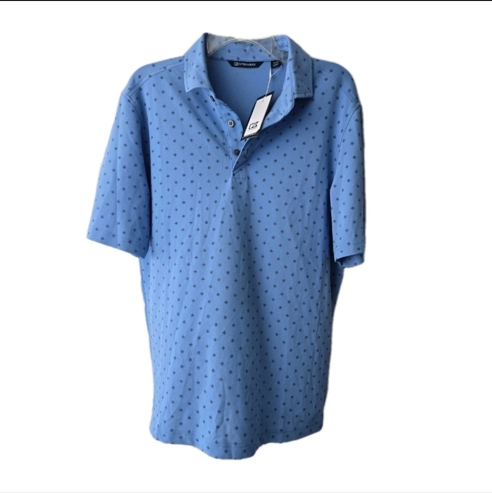Cutter & Buck Mens Virtue Eco Pique Tile Print Recycled Mens Polo Golf Medium